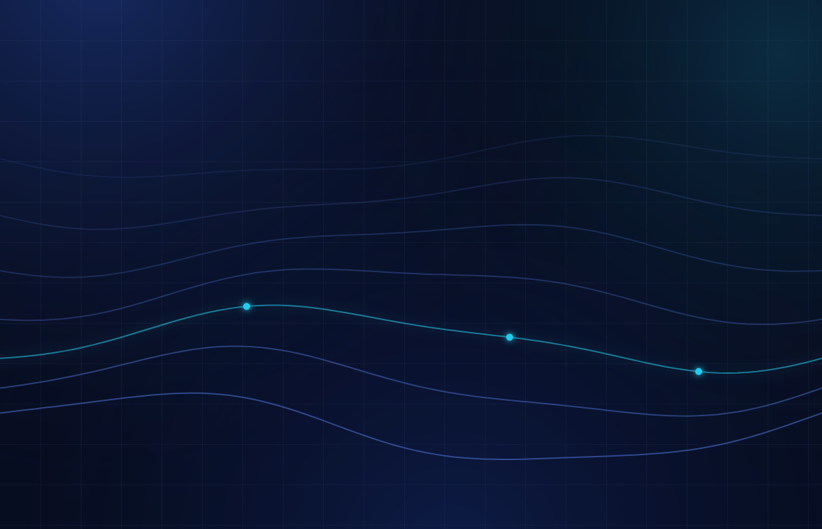 Topographic contour lines tracing a path across a navy field